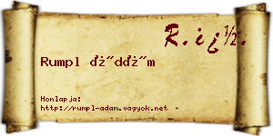 Rumpl Ádám névjegykártya